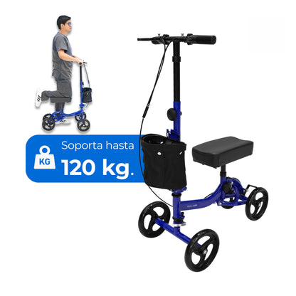 Patín de movilidad de acero inoxidable de 4 ruedas y freno con Altura ajustable para adultos Handy