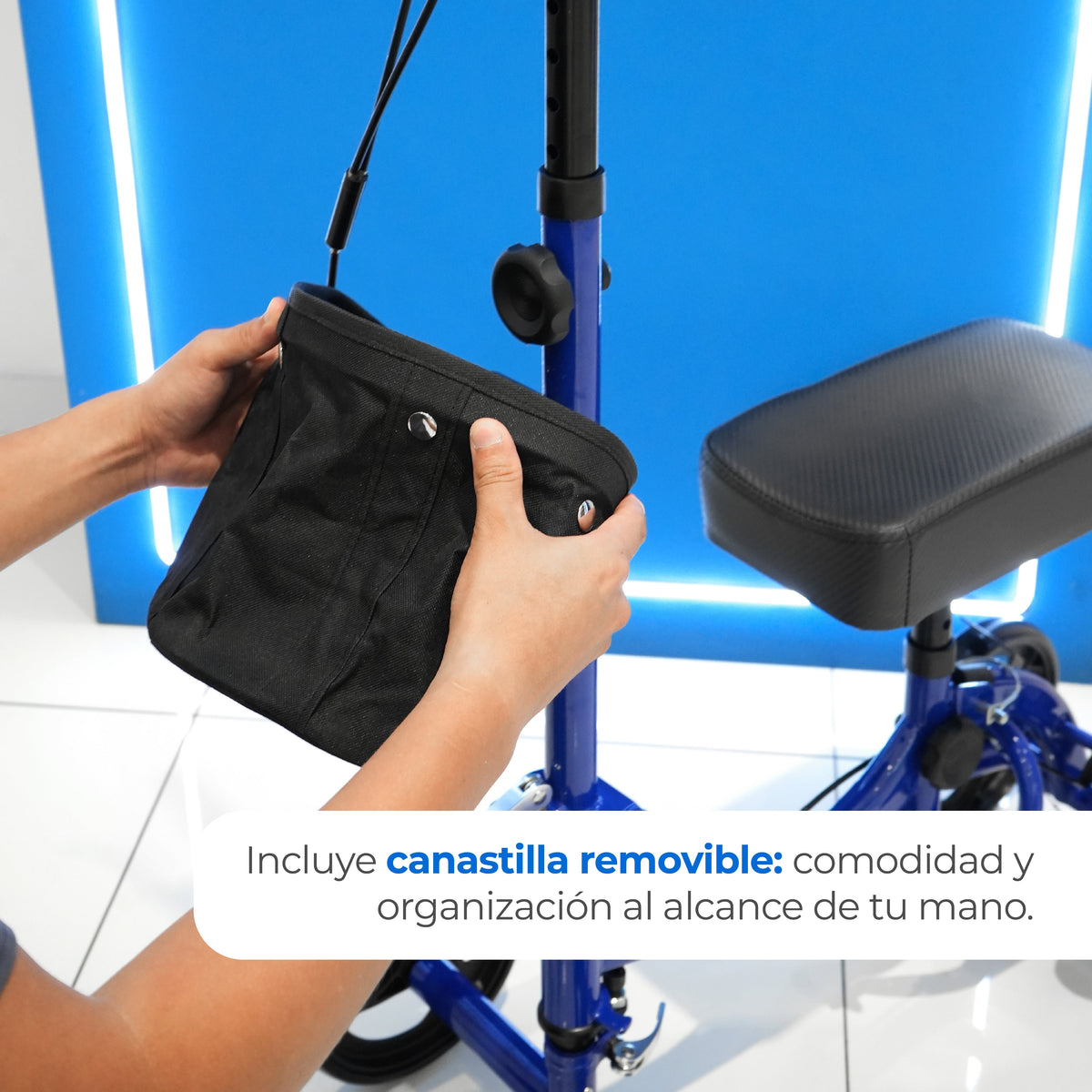 Patín de movilidad de acero inoxidable de 4 ruedas y freno con Altura ajustable para adultos Handy