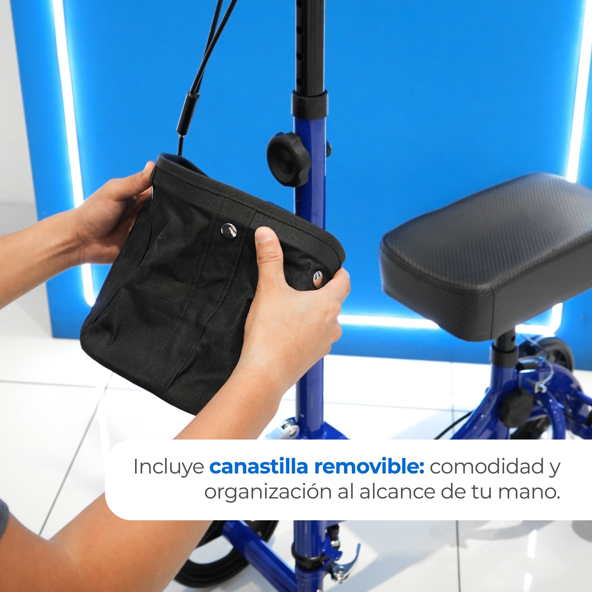 Patín de movilidad de acero inoxidable de 4 ruedas y freno con Altura ajustable para adultos Handy