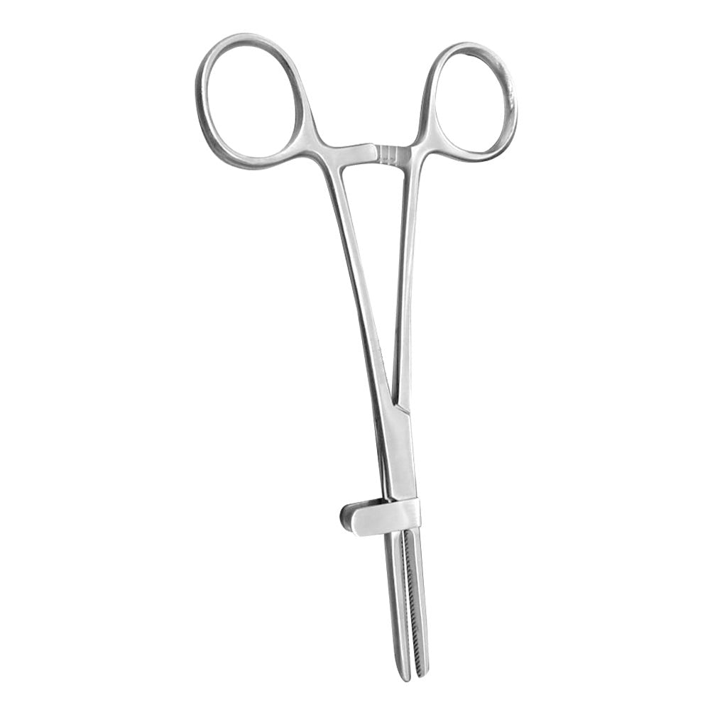 Pinza U.S para oclusion de tubo, quijada aserrada con guarda de 16 CM de longitud