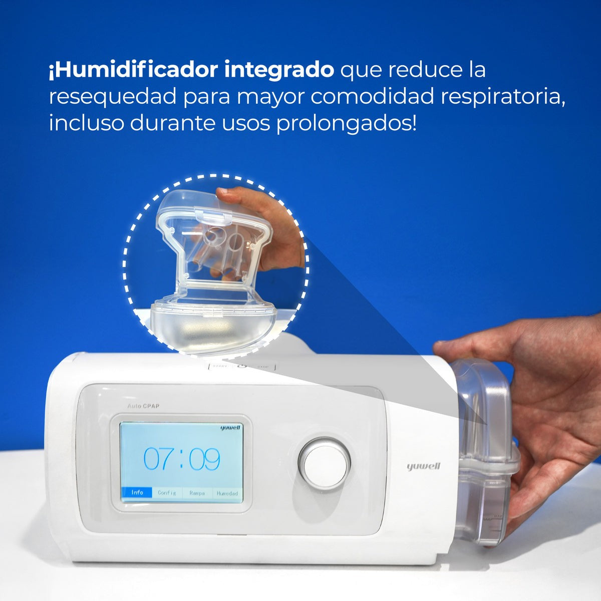 Respirador CPAP Automático modelo RY450 con mascarilla incluida y estuche Handy