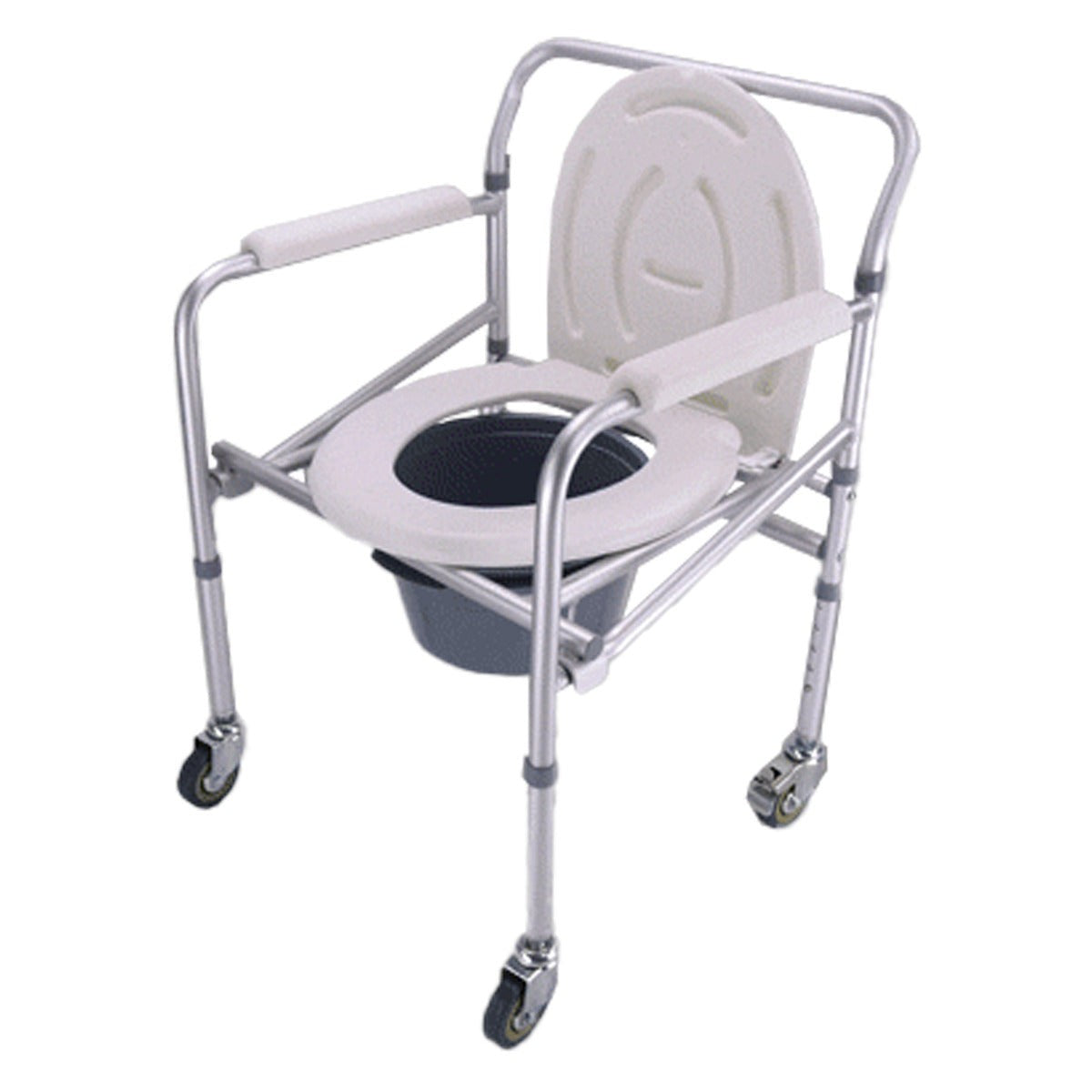 Silla Cómodo Plegable de Aluminio, con Altura Regulable, Tapa, Ruedas y Bloqueo Seguro Handy