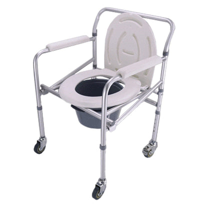 Silla Cómodo Plegable de Aluminio, con Altura Regulable, Tapa, Ruedas y Bloqueo Seguro Handy