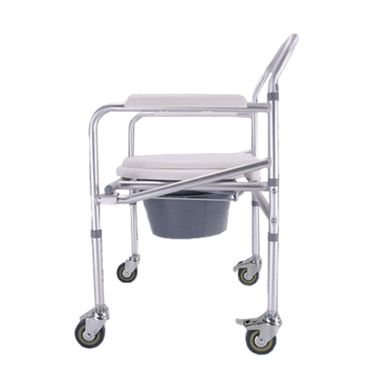 Silla Cómodo Plegable de Aluminio, con Altura Regulable, Tapa, Ruedas y Bloqueo Seguro Handy