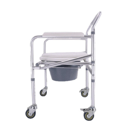 Silla Cómodo Plegable de Aluminio, con Altura Regulable, Tapa, Ruedas y Bloqueo Seguro Handy