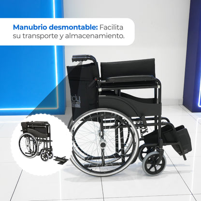 Silla de Ruedas Manual S100B para Adulto con Reposapiés Desmontables y Freno | Hasta 100 kg Handy