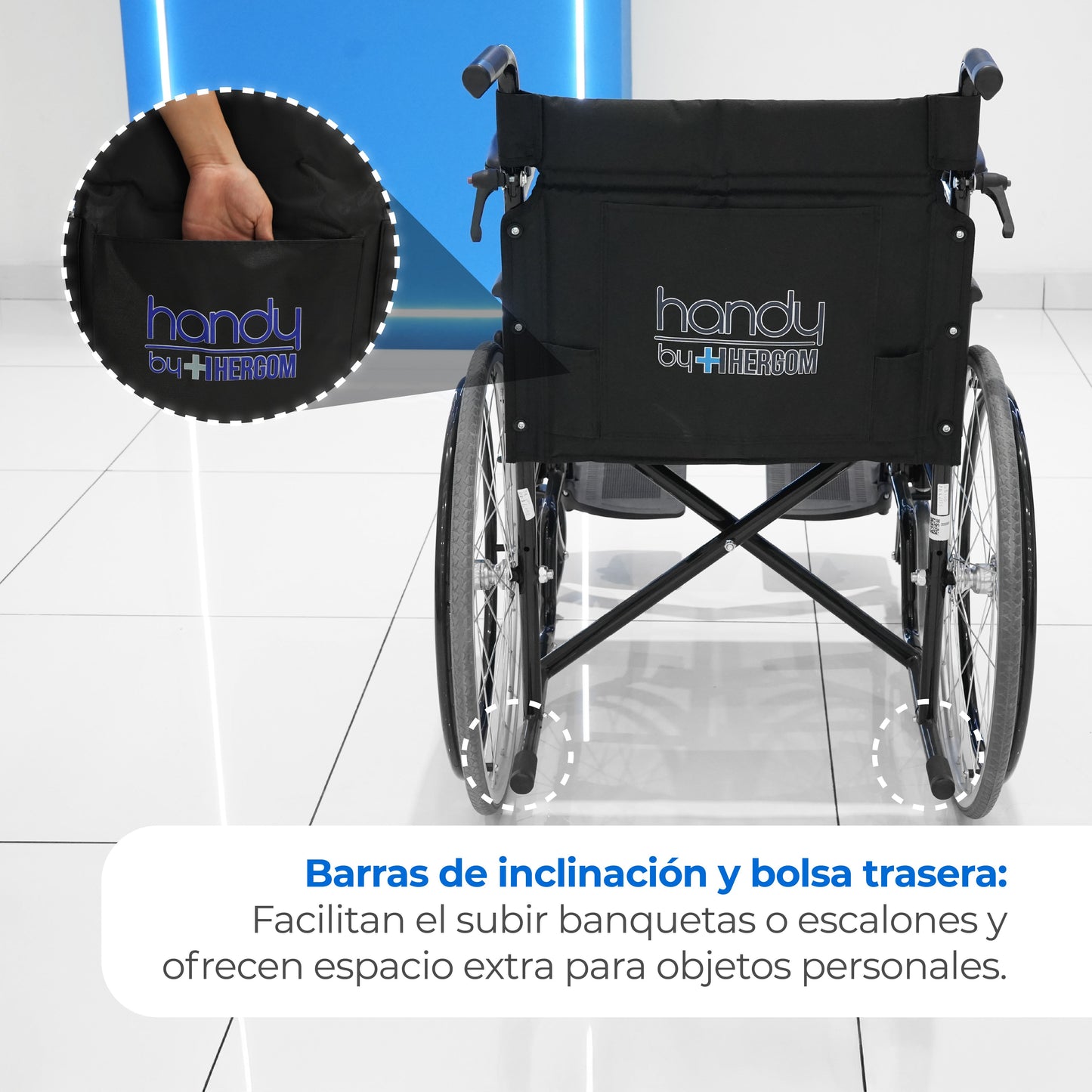 Silla de Ruedas Manual S100B para Adulto con Reposapiés Desmontables y Freno | Hasta 100 kg Handy