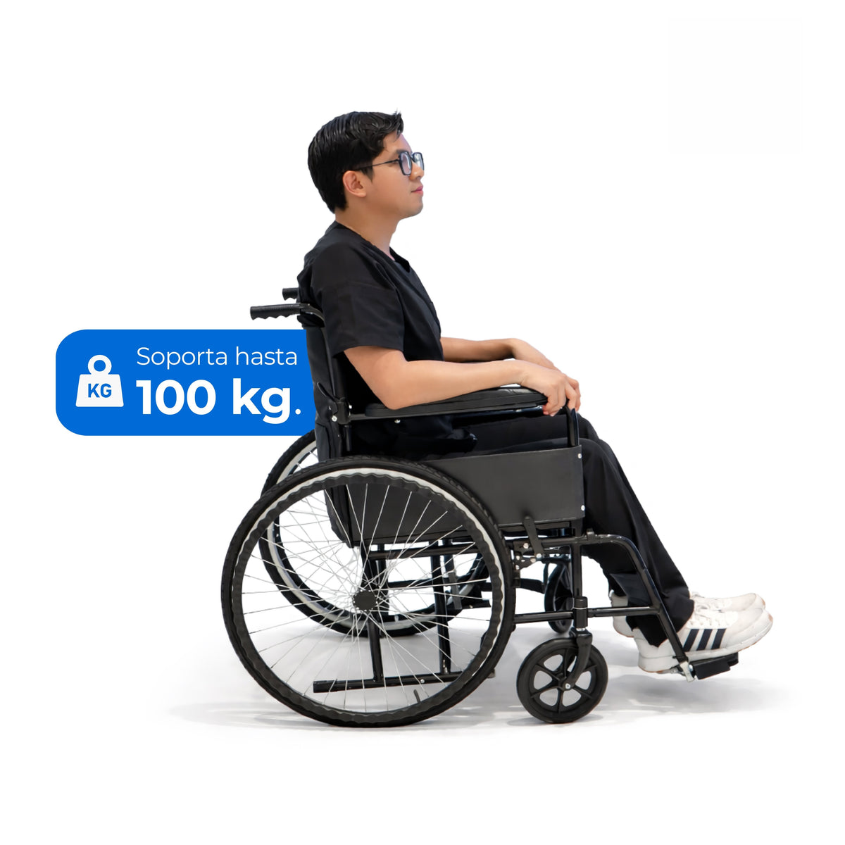 Silla de Ruedas Neumática Básica S150N de Acero Resistente y Freno de Seguridad Handy