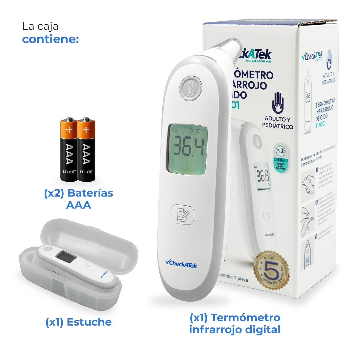 Termómetro Digital de Oído Medición Rápida TIYO01 Checkatek
