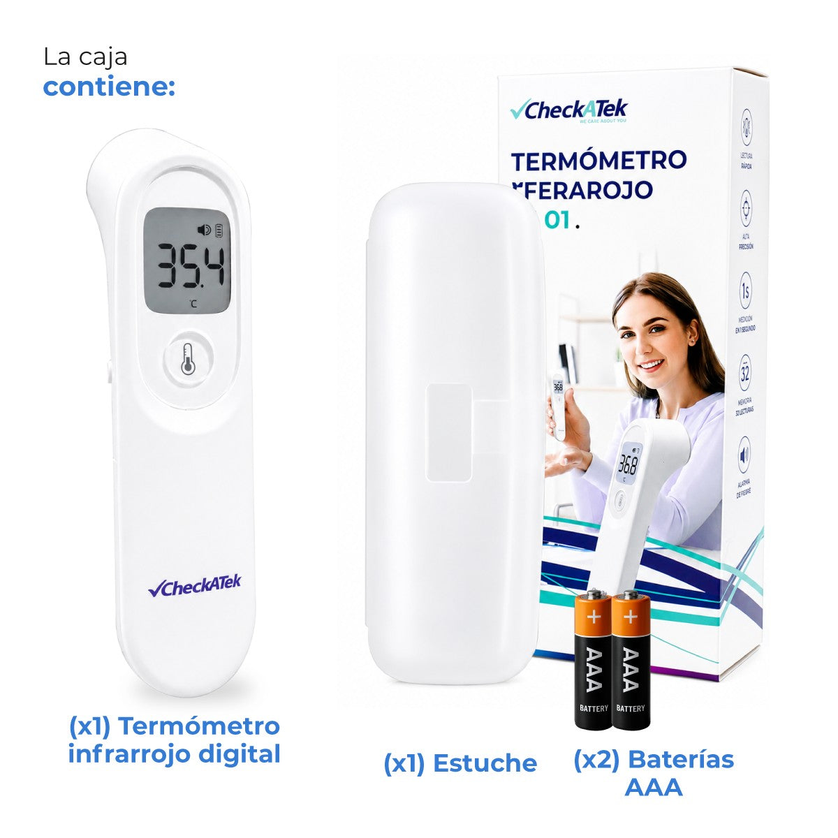 Termómetro sin contacto infrarrojo digital con pantalla retroiluminada Marca Checkatek